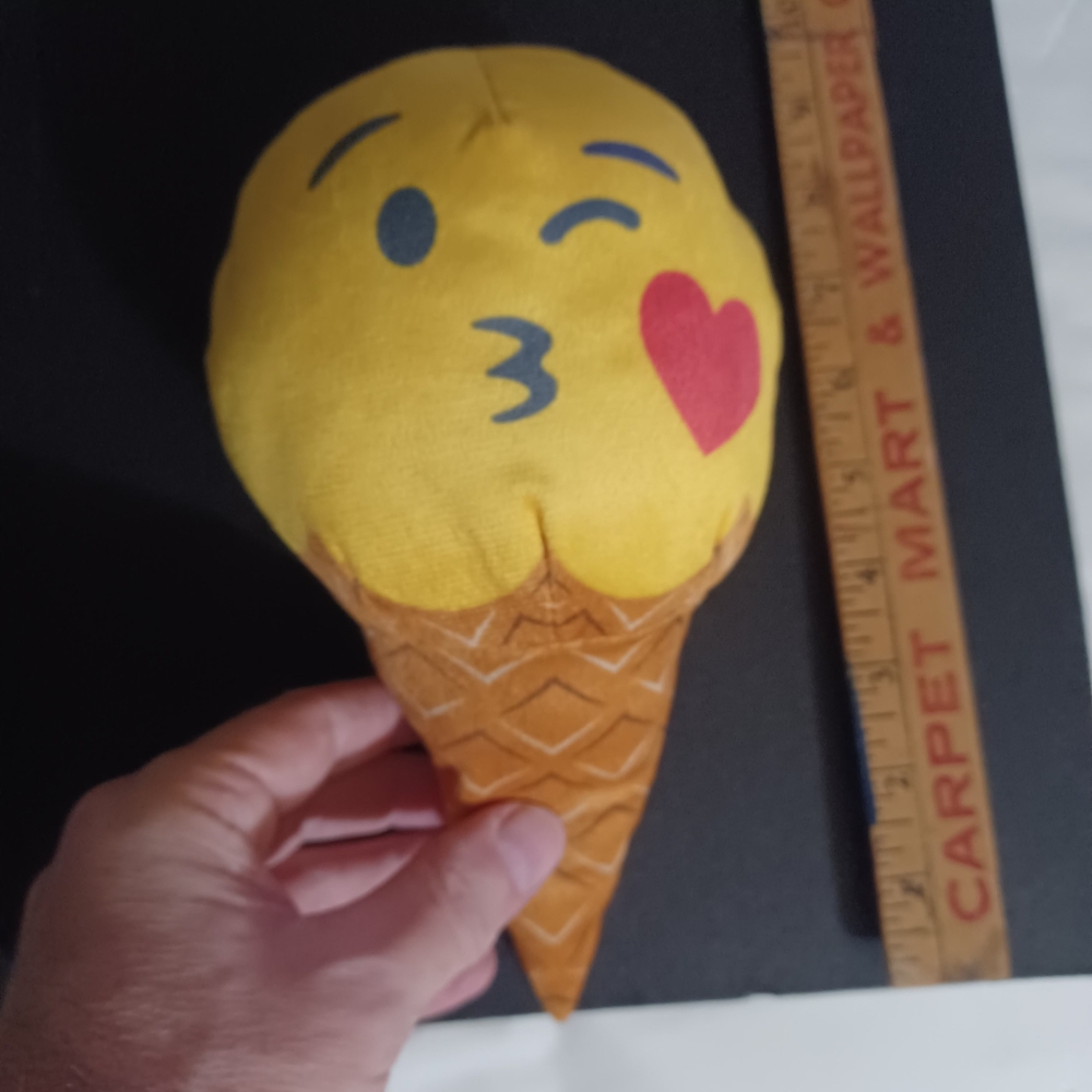 Toy Works 8” Plush Ice Cream Emoji Kiss Face Wink Cute Funny